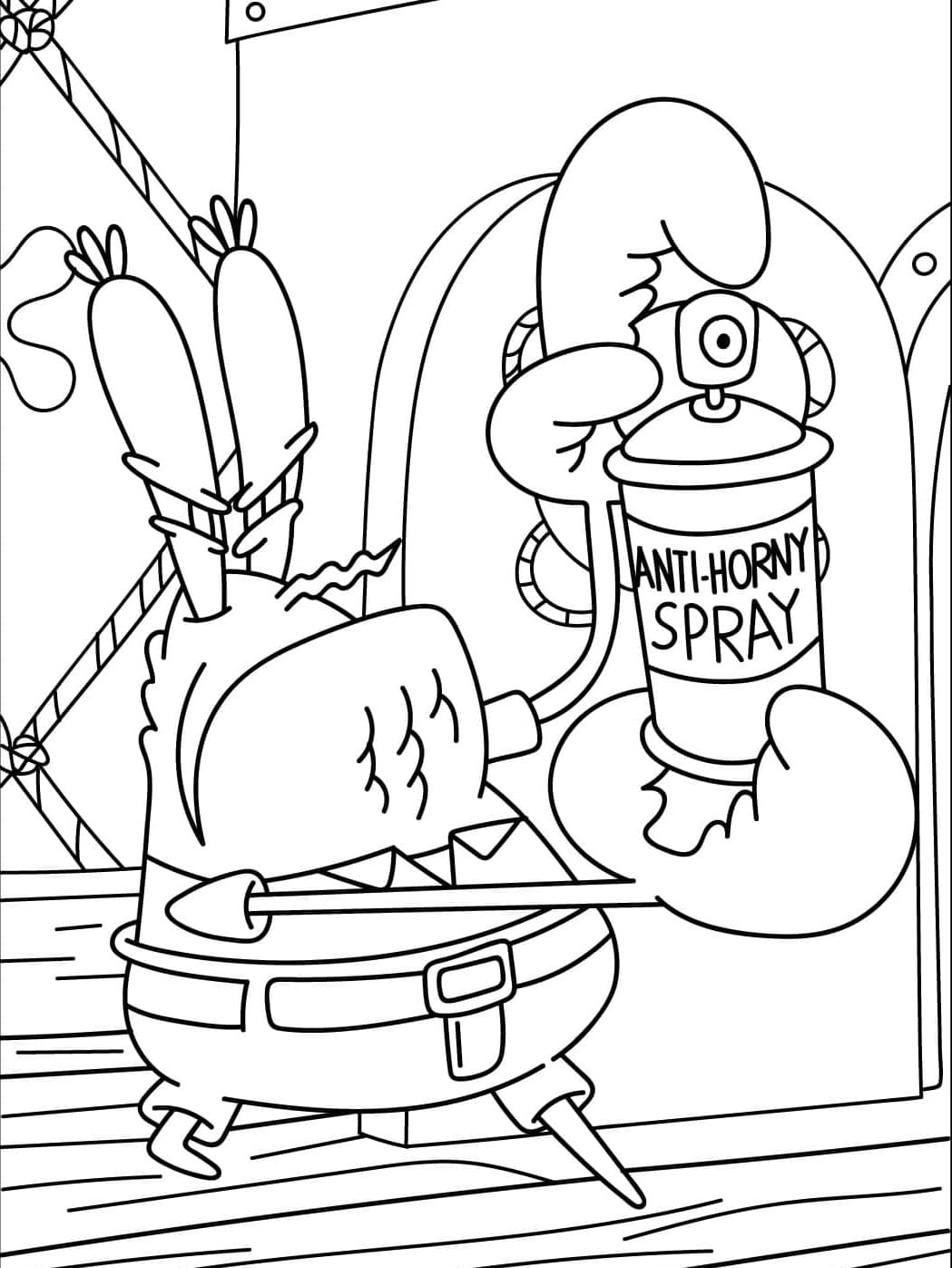 Tuan Krabs Memegang Kaleng Semprot