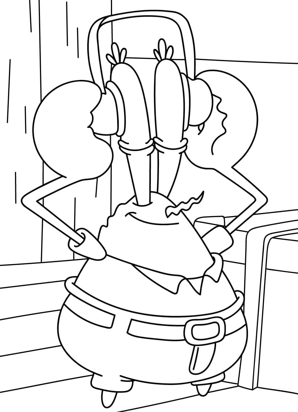 Tuan Krabs Mendengarkan Musik