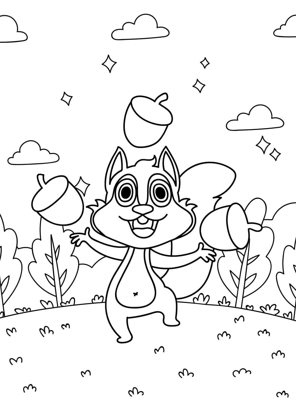 Tupai Bermain dengan Biji Ek