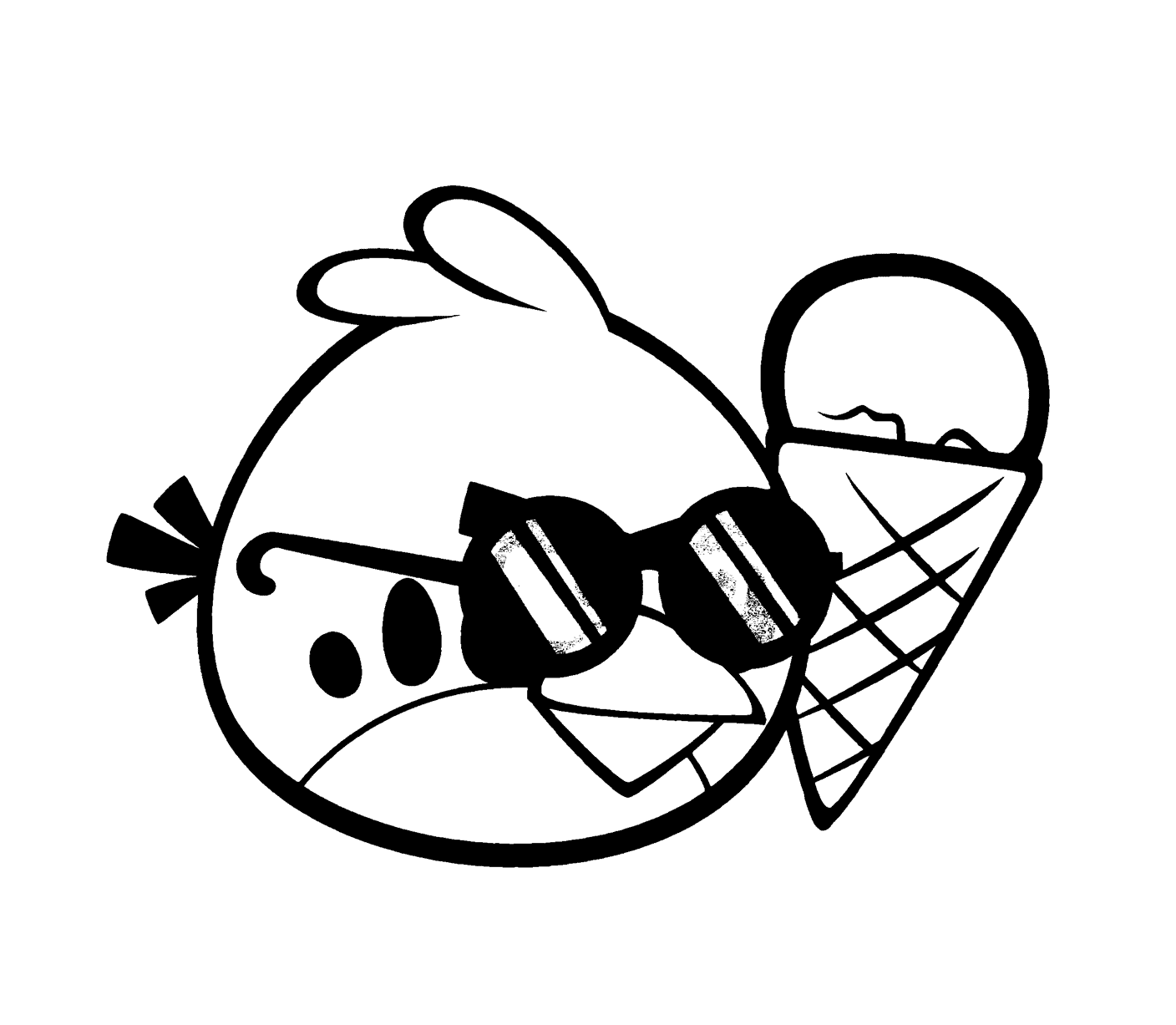 Burung Merah dengan Es Krim