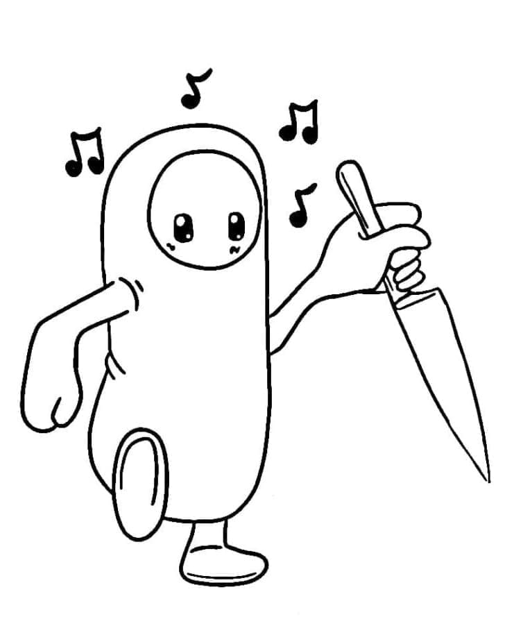 Karakter Fall Guys dengan Pisau