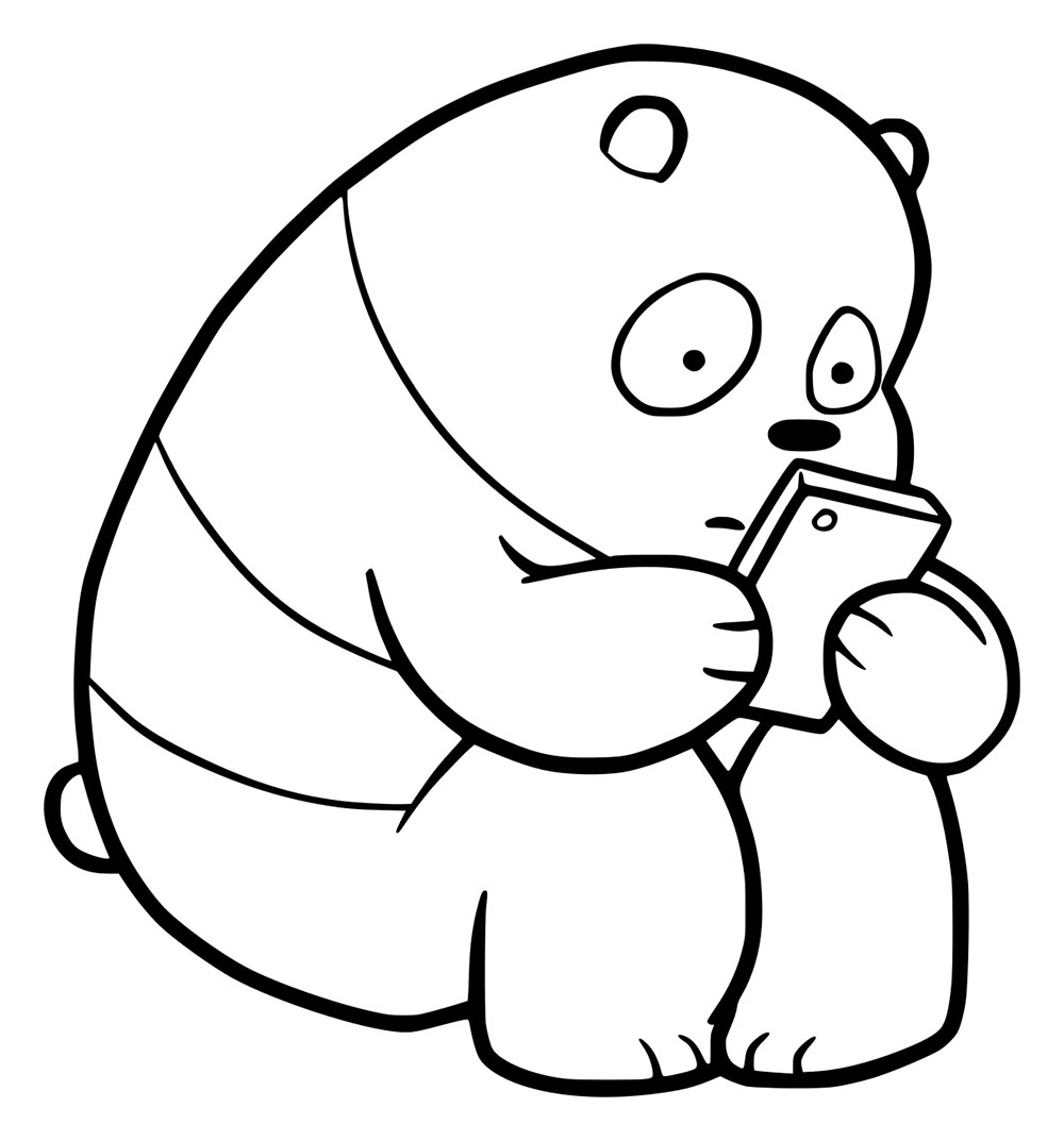 Beruang Panda Bermain di Telepon