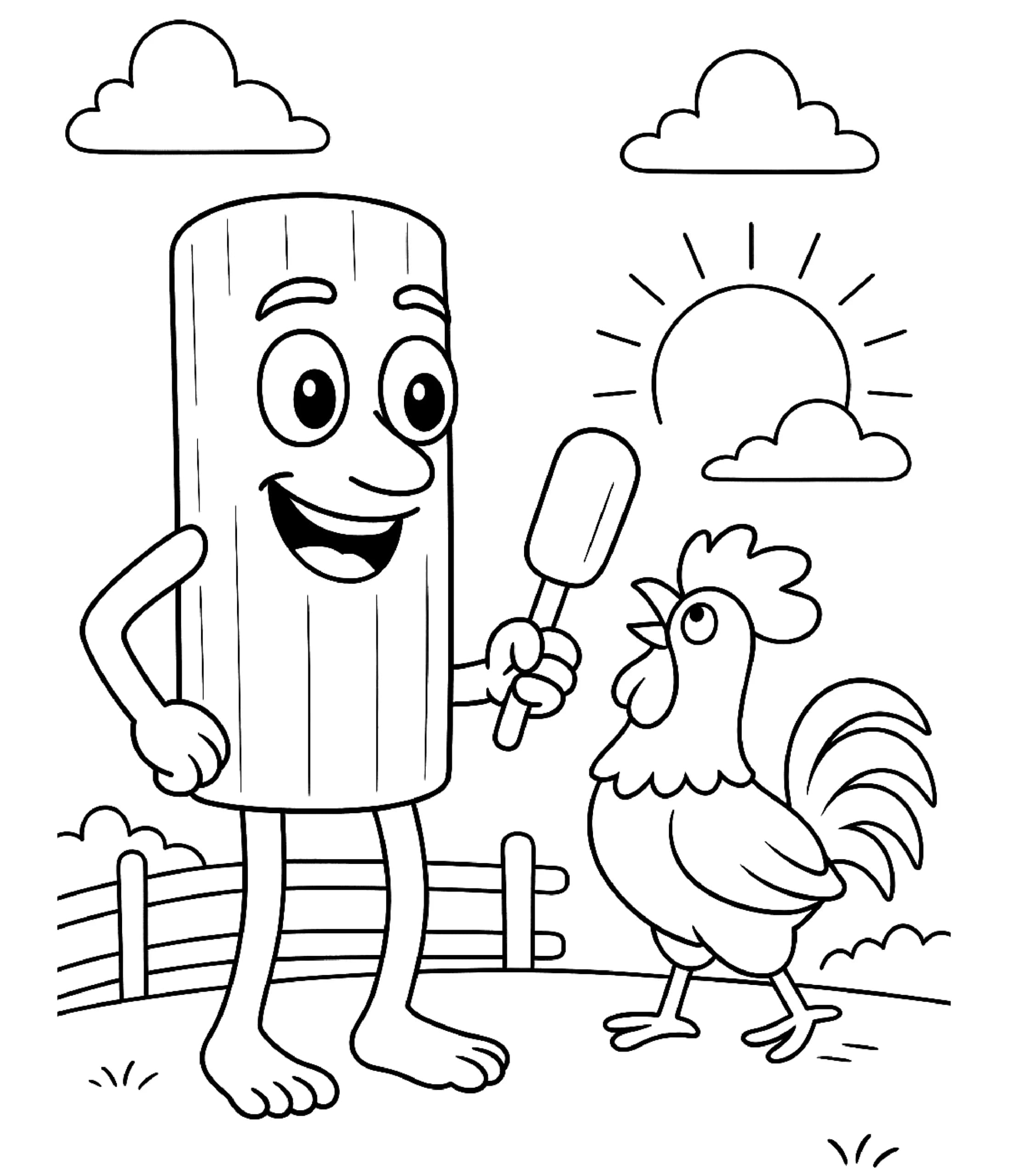 Tung Tung Tung Sahur dengan ayam