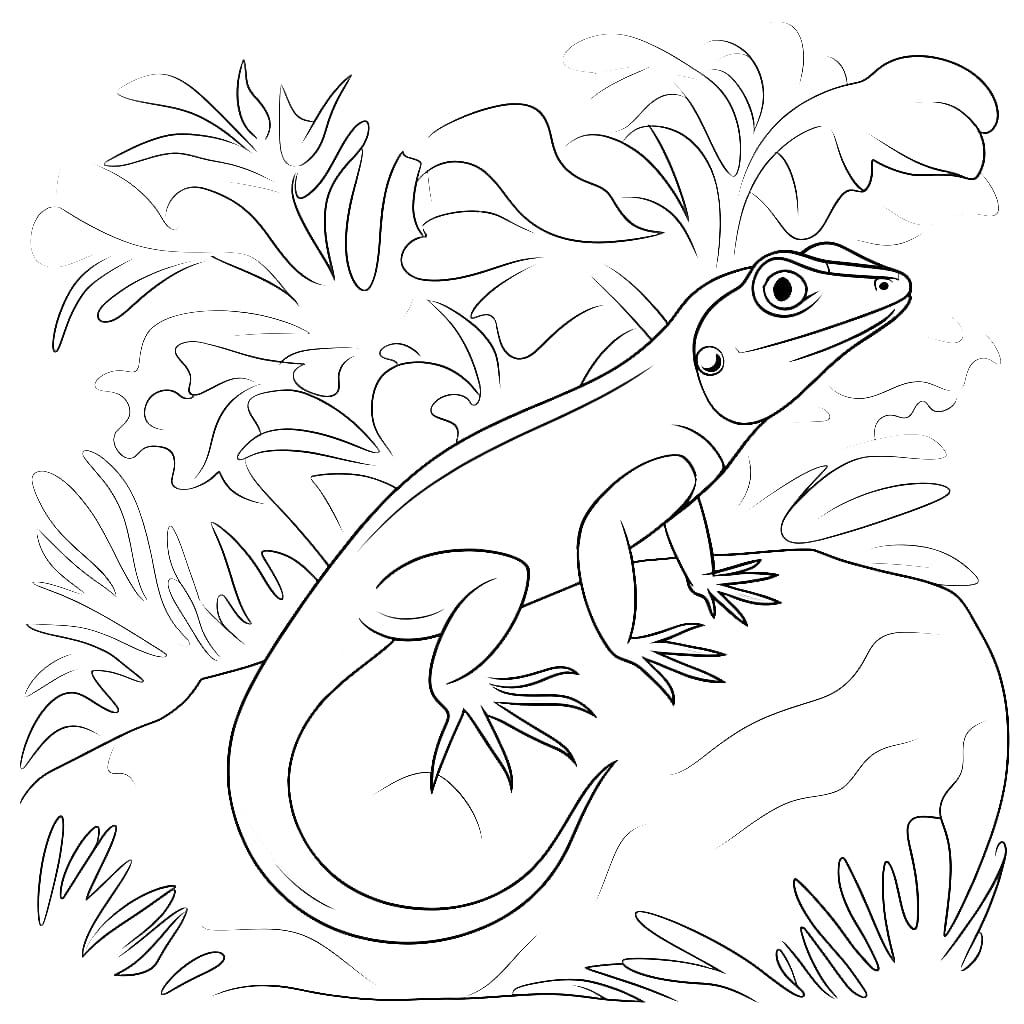 Cetak Kadal di atas batu