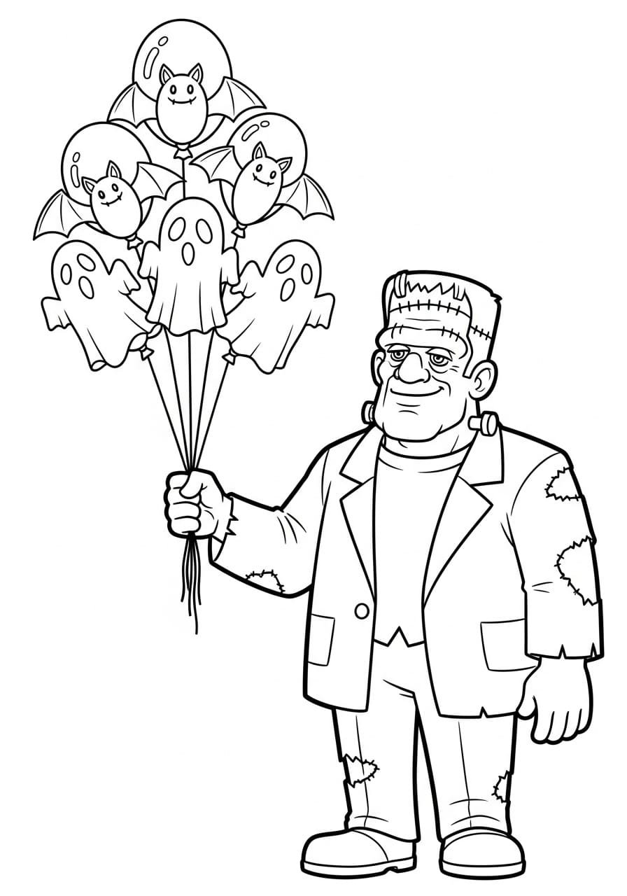 Frankenstein memegang balon