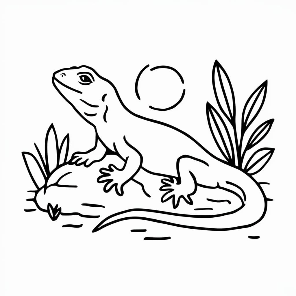 Kadal berdiri di atas batu