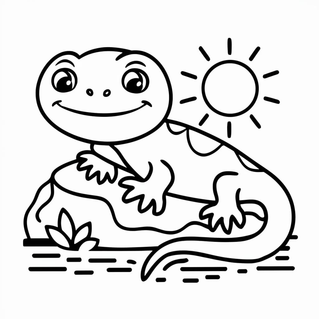 Kadal lucu dengan matahari