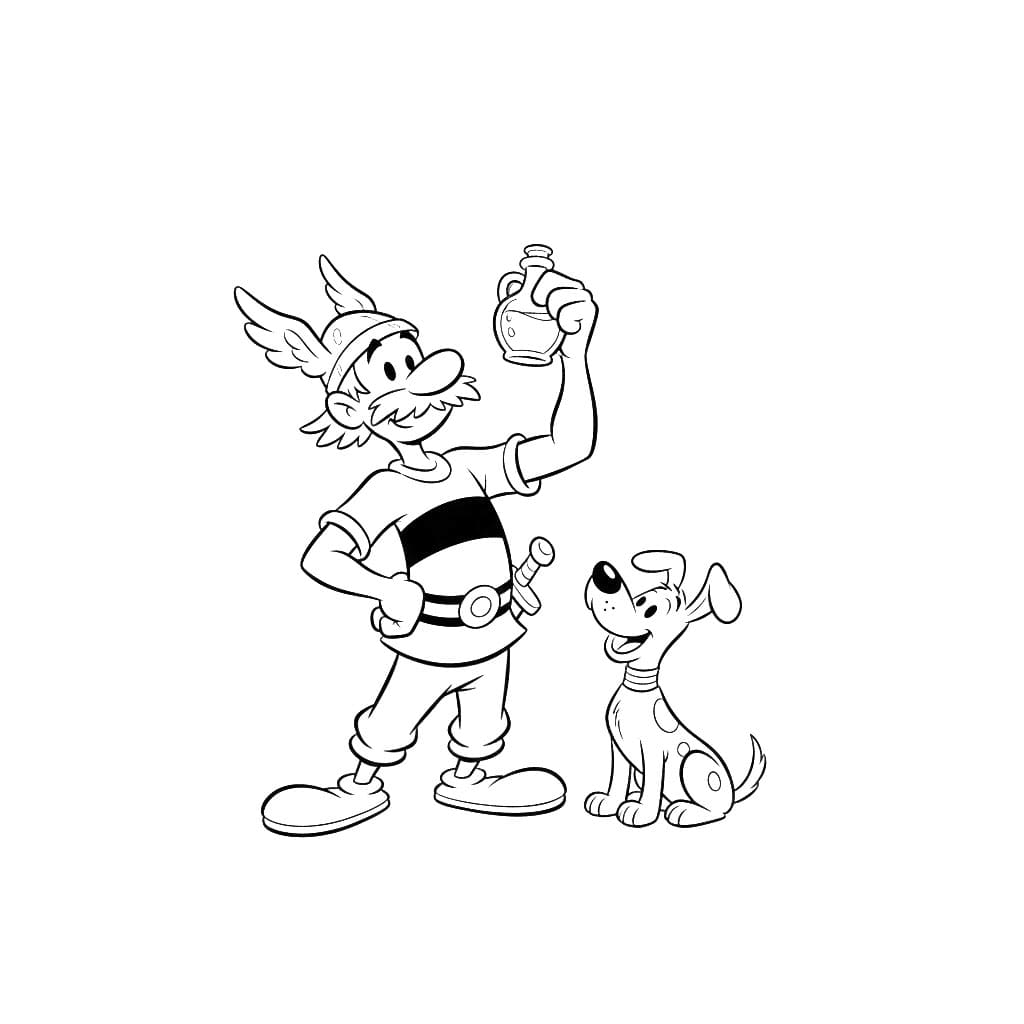 Asterix memegang kendi air