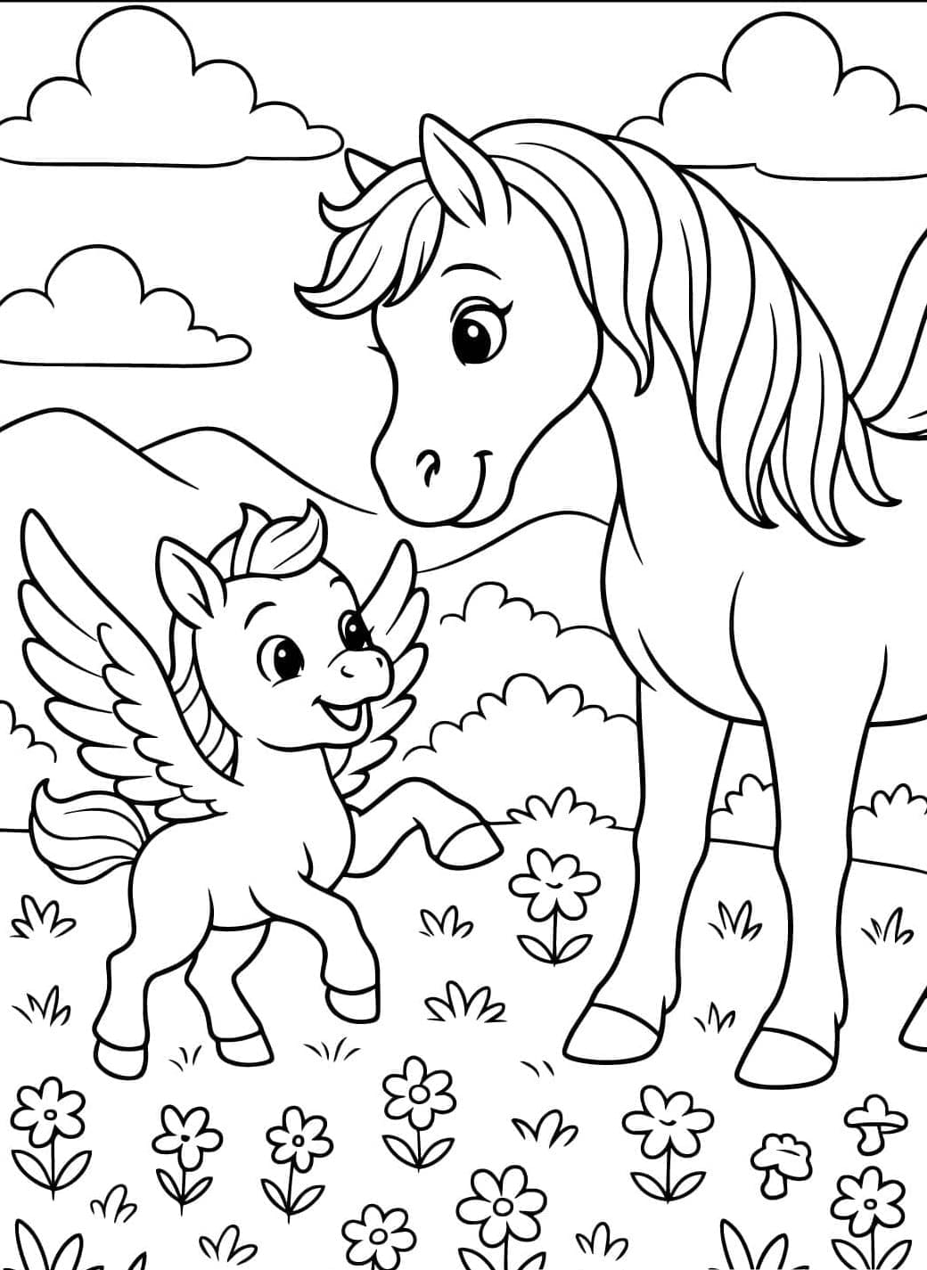 Halaman Mewarnai Bayi Pegasus dari Hercules