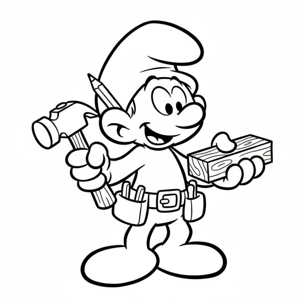 Handy Smurf memegang palu