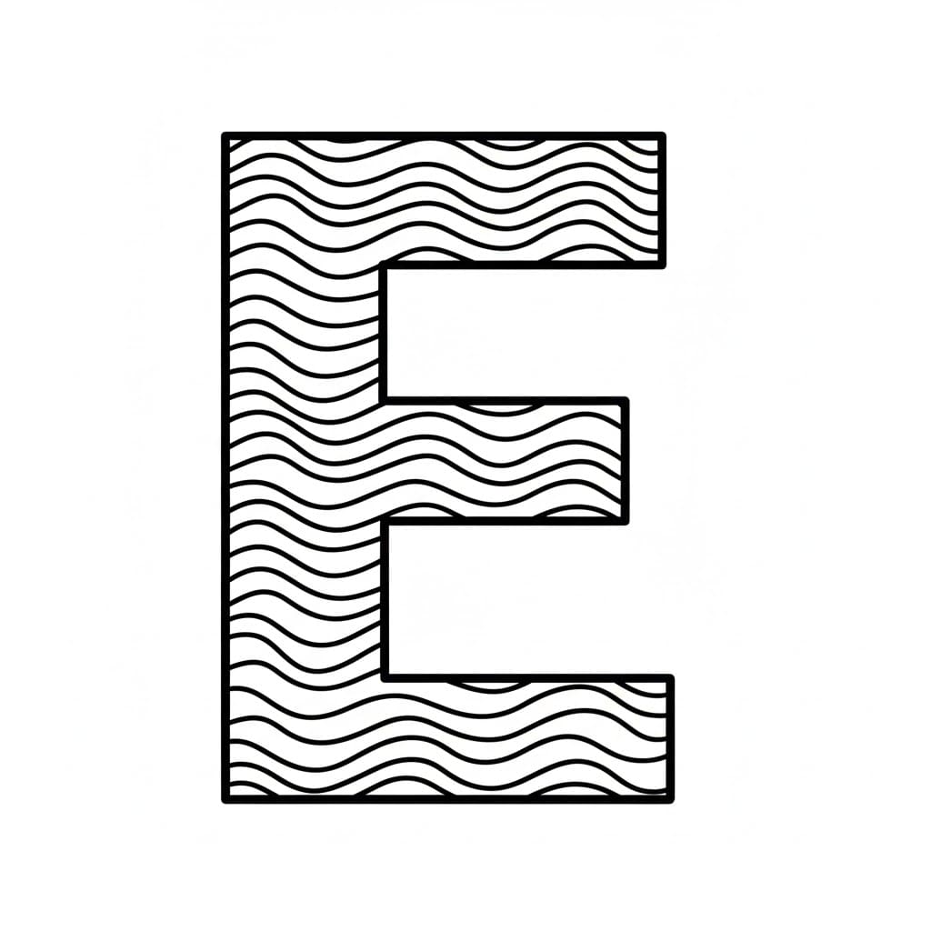Huruf E bergelombang