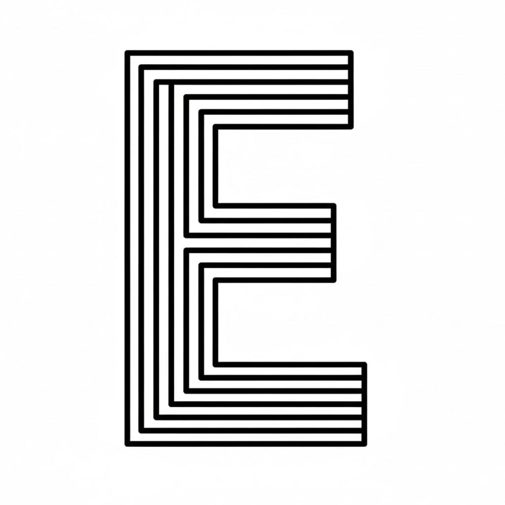 Huruf E dengan garis paralel