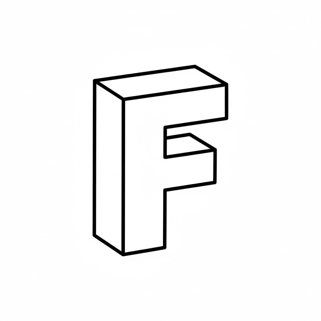 Huruf F dalam gaya 3D