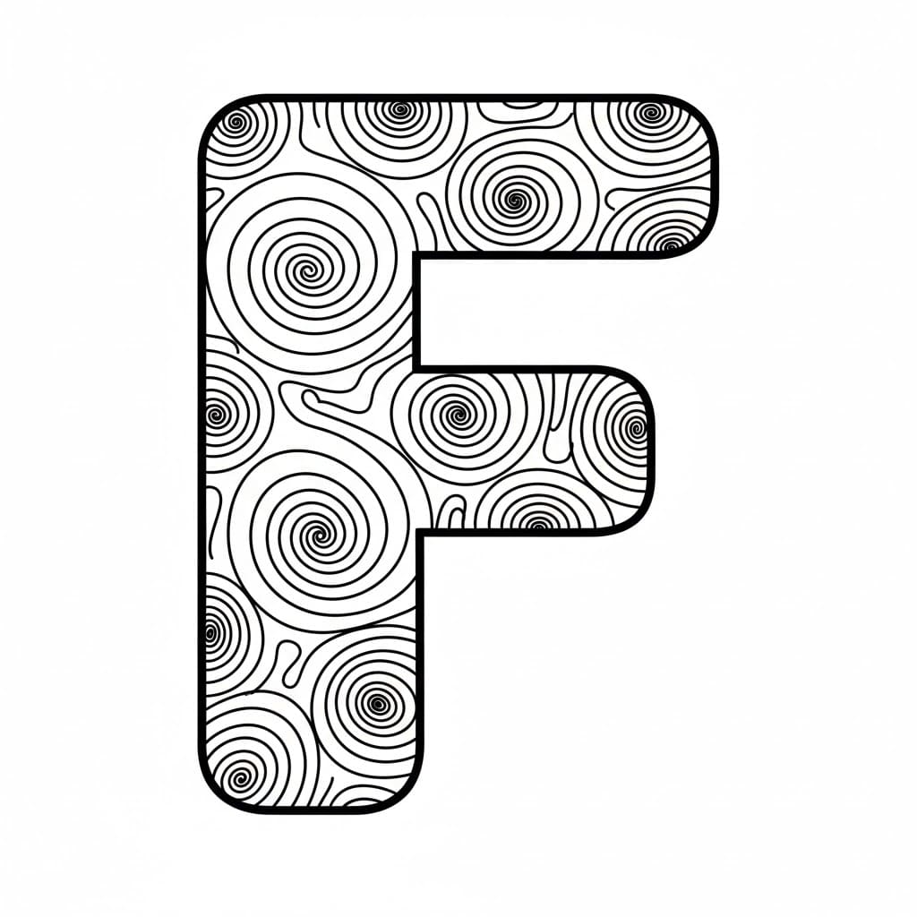 Huruf F dengan pola pusaran