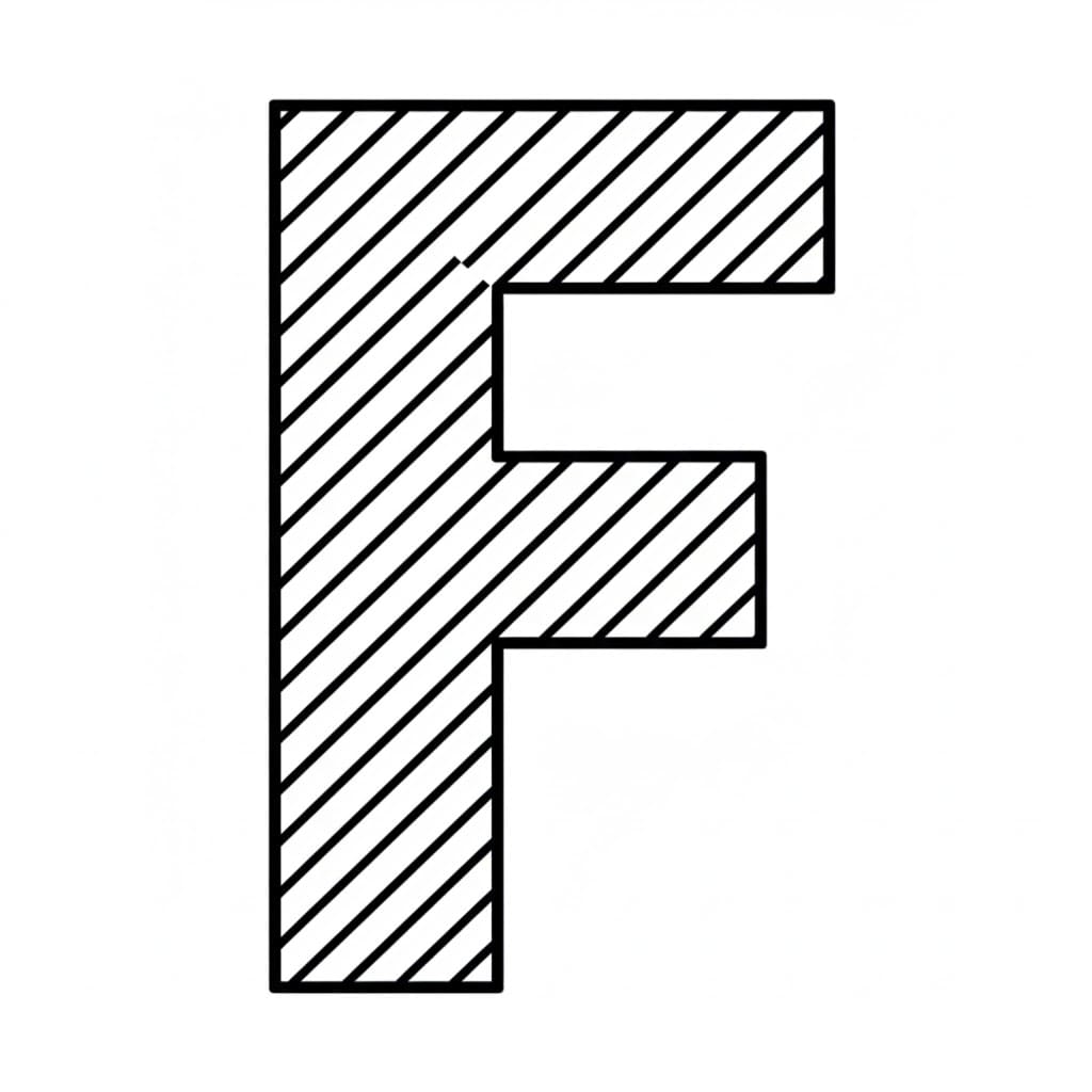 Huruf F dengan pola silang