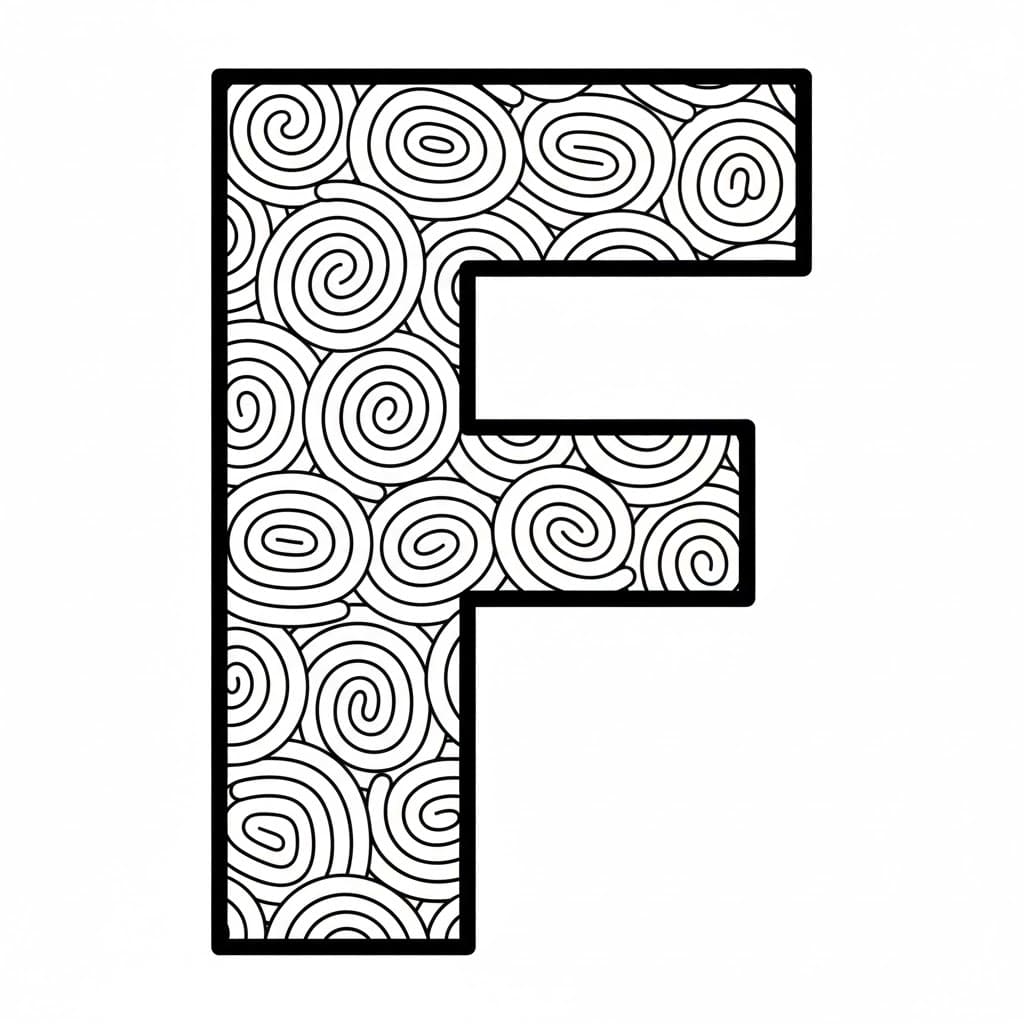 Huruf F dengan pola spiral