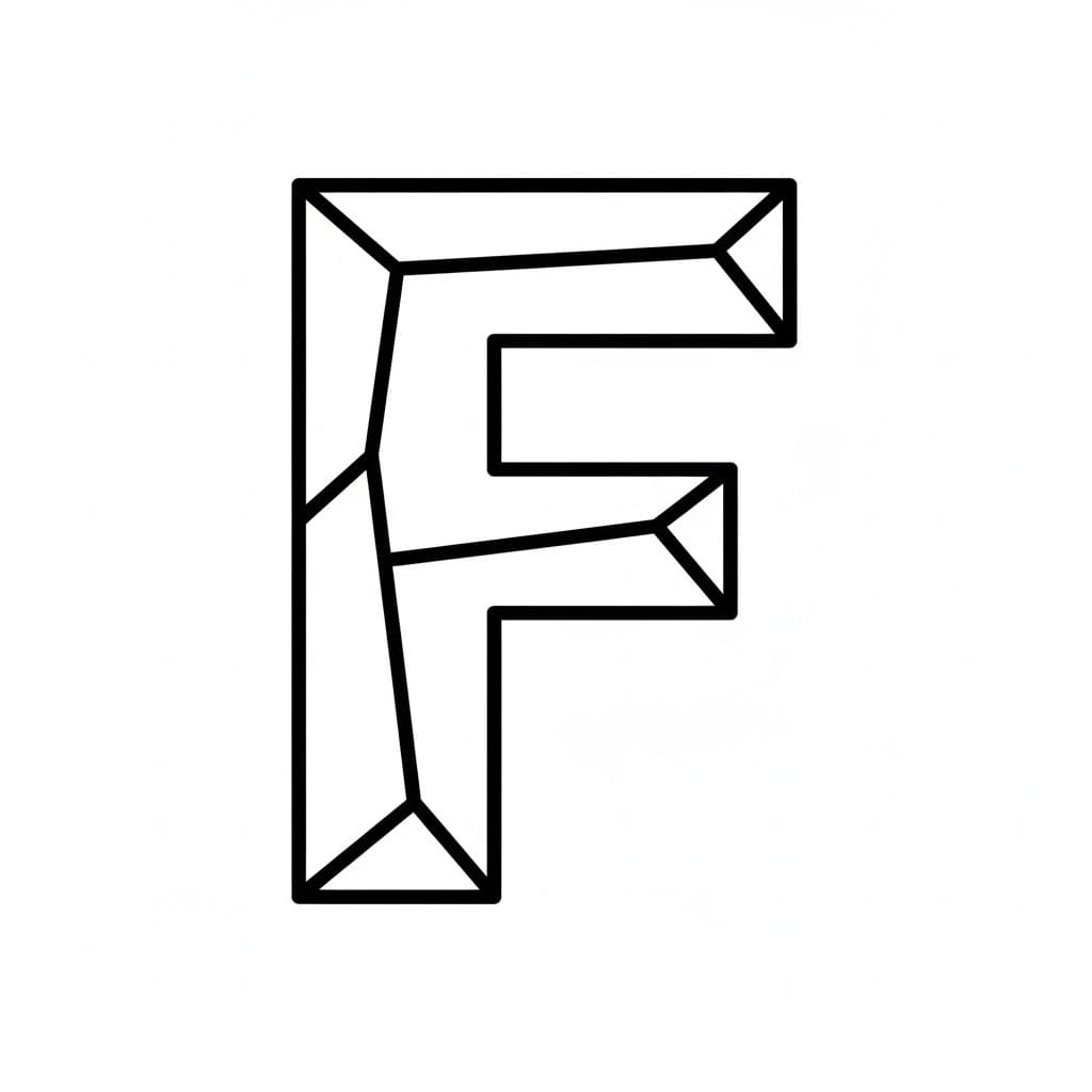 Huruf F dengan putus zigzag