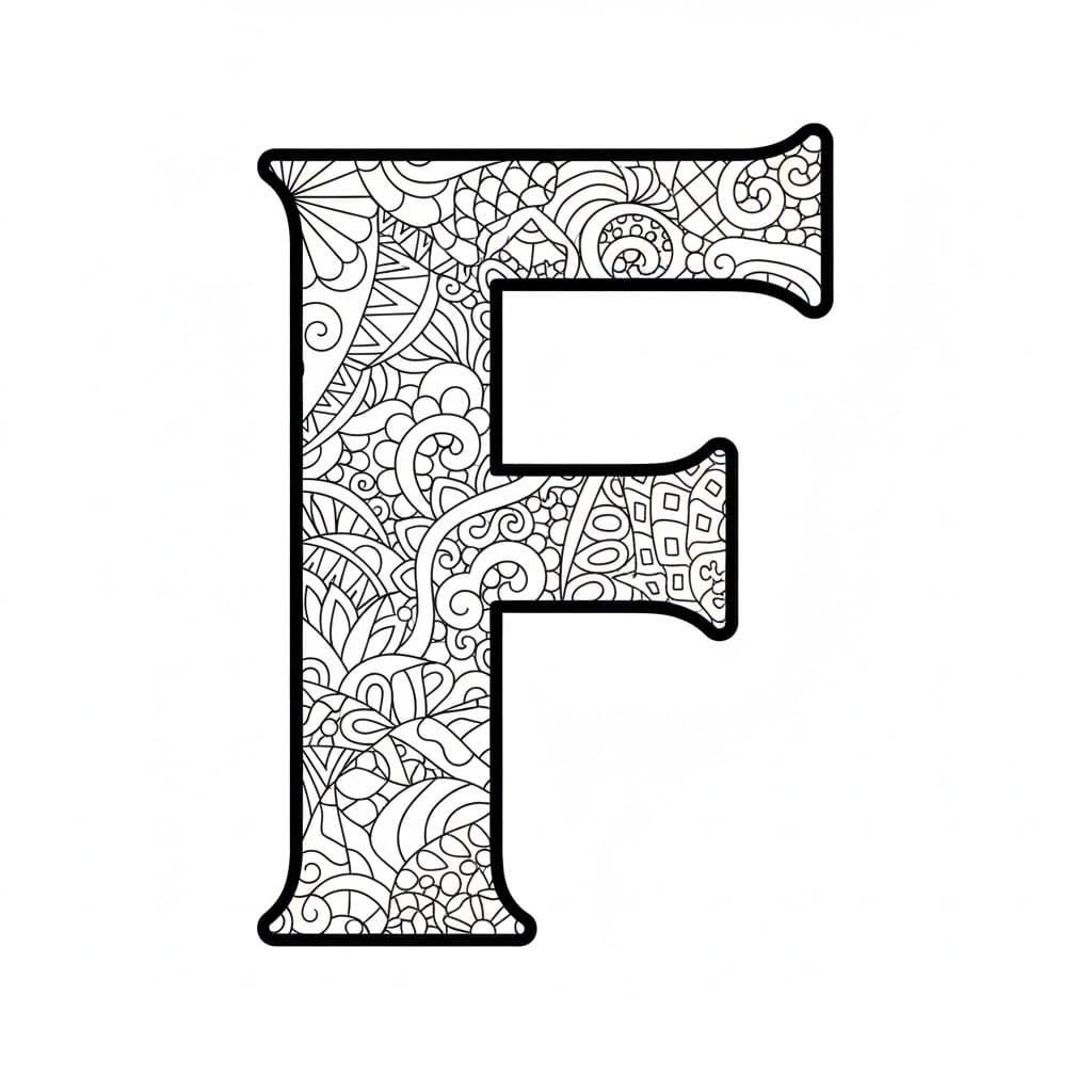 Huruf F zentangle