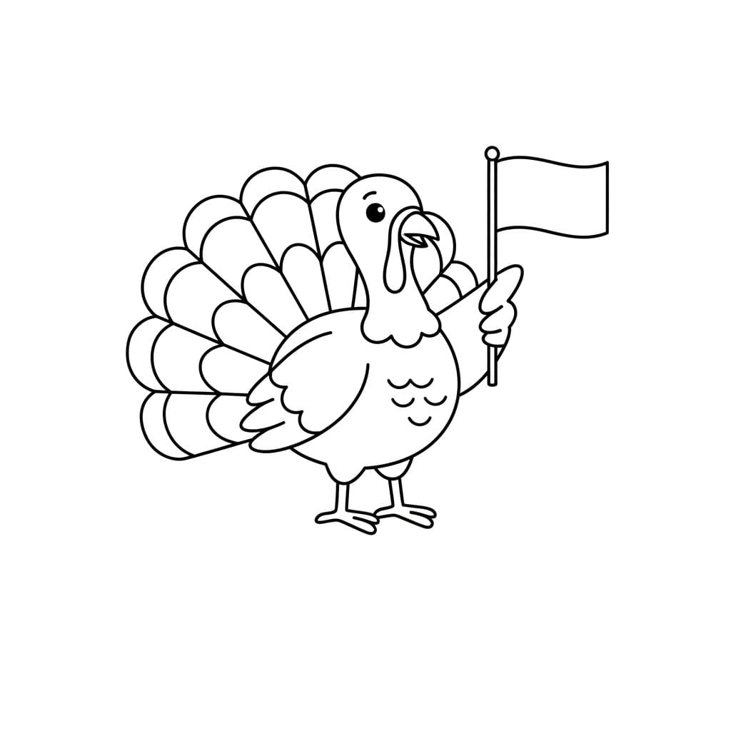 Kalkun dengan bendera kecil