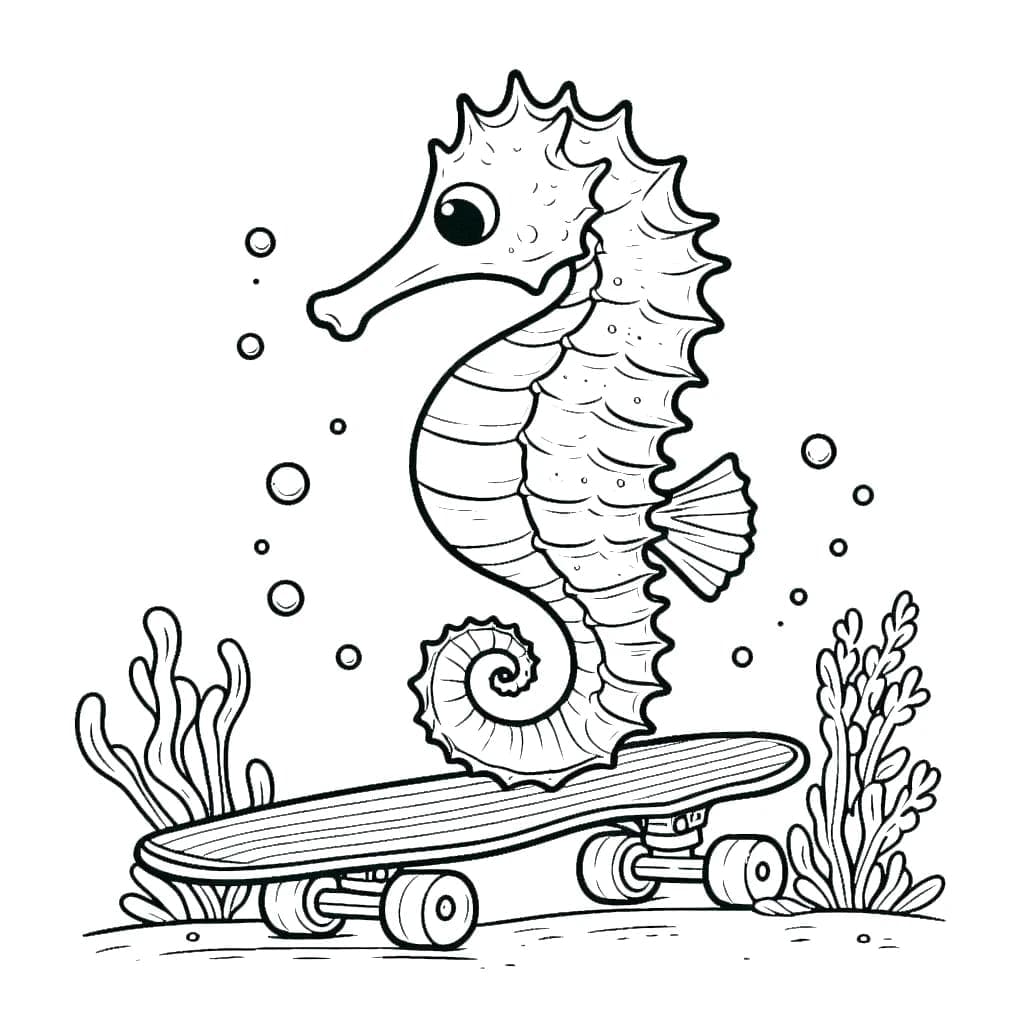 Kuda laut bermain skateboard