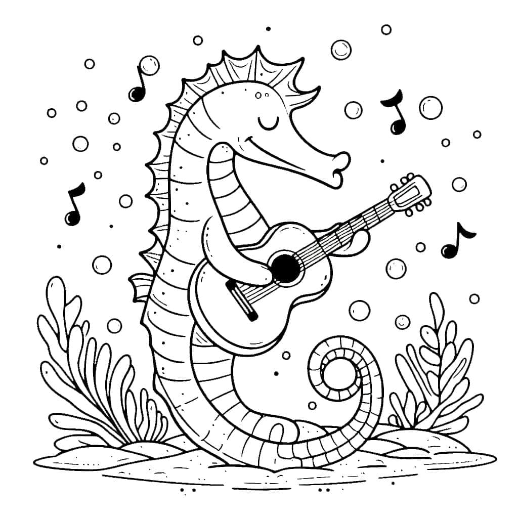 Kuda laut memainkan gitar