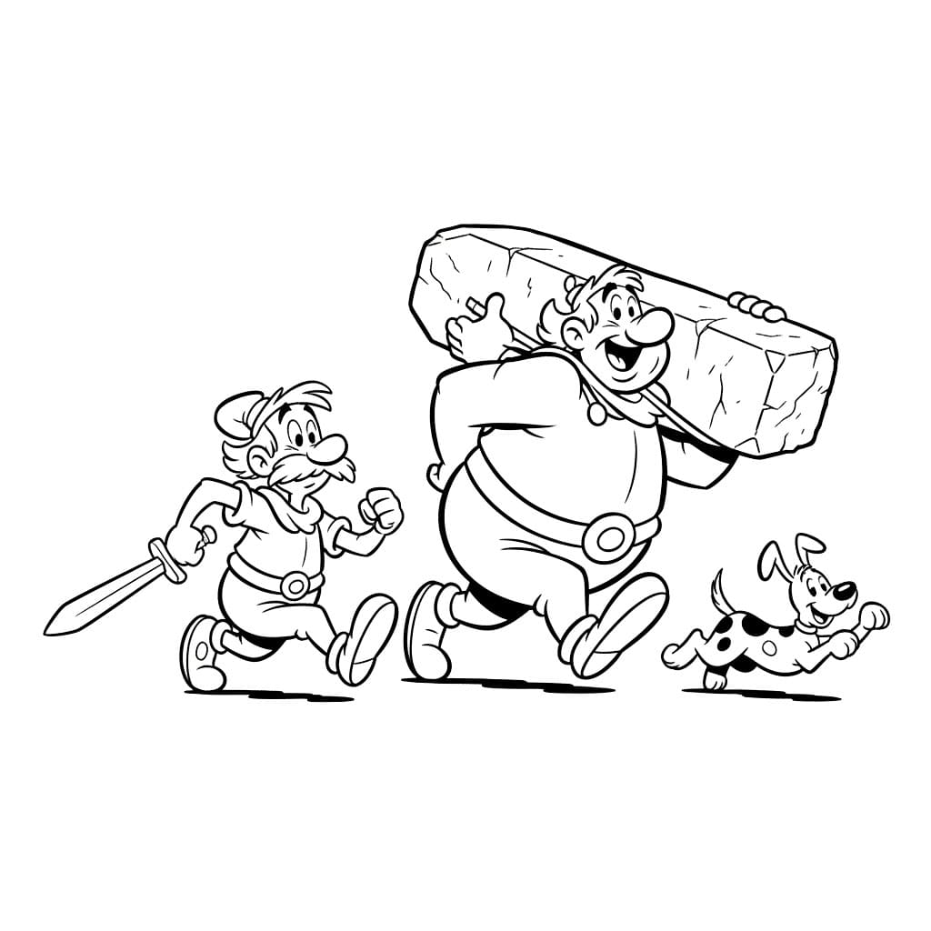 Obelix membawa tablet batu