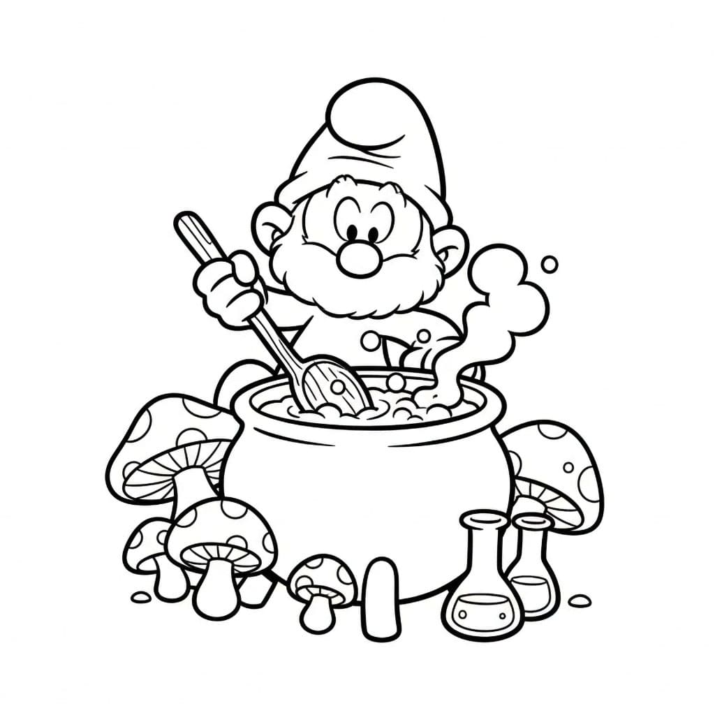 Papa Smurf Mengaduk Ramuan