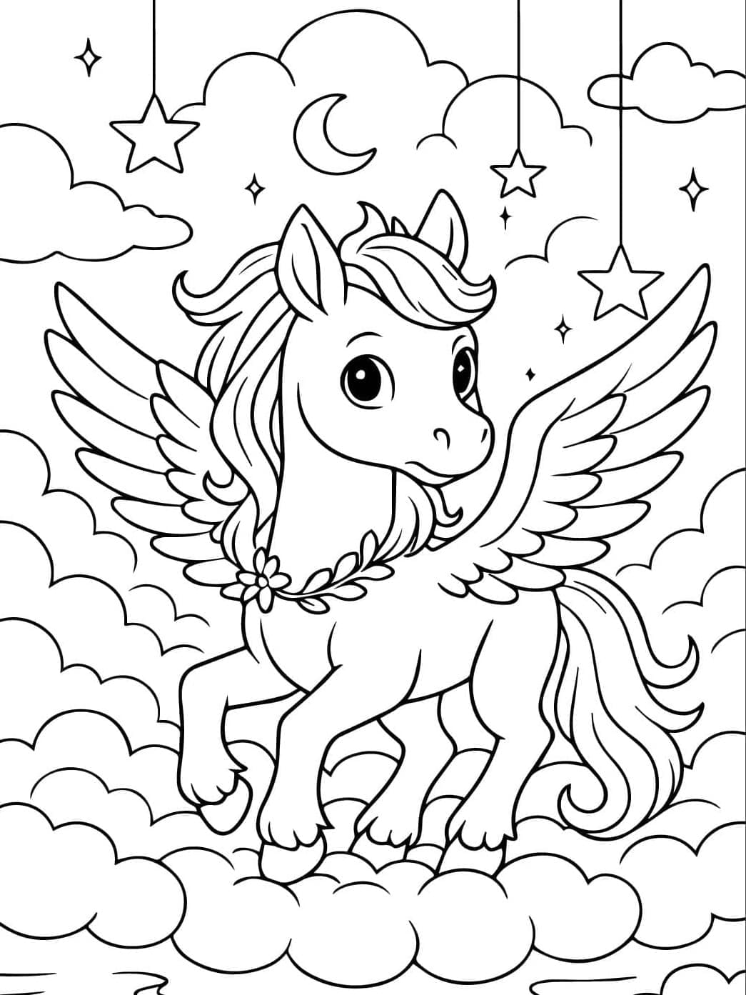Pegasus di bawah bulan