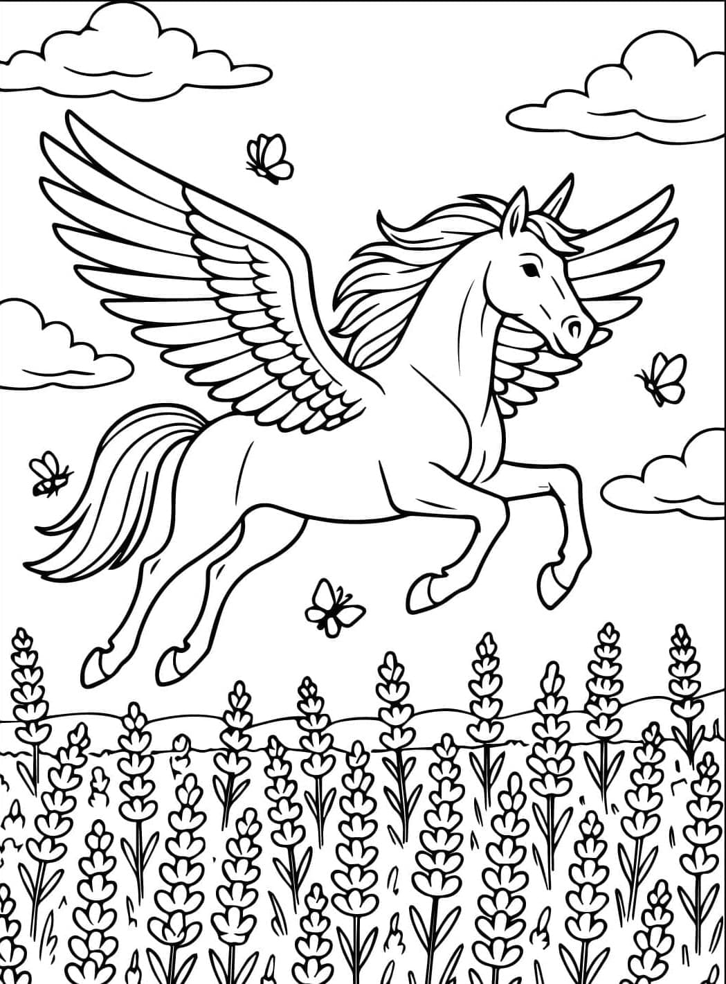 Pegasus yang bahagia sedang terbang