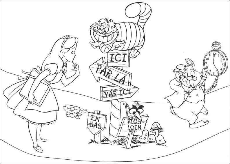 Alice, Kucing Cheshire dan Kelinci Putih