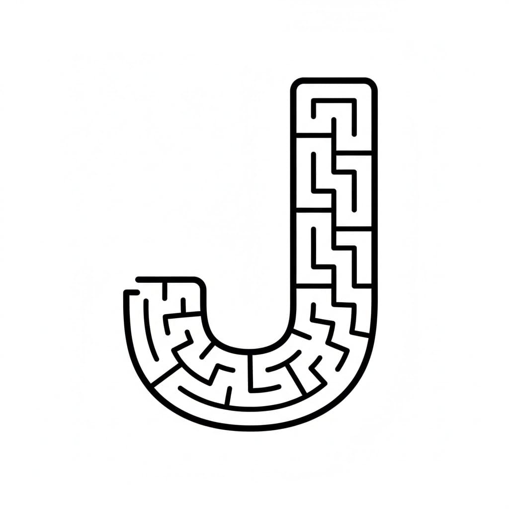 Bentuk Labirin Huruf J