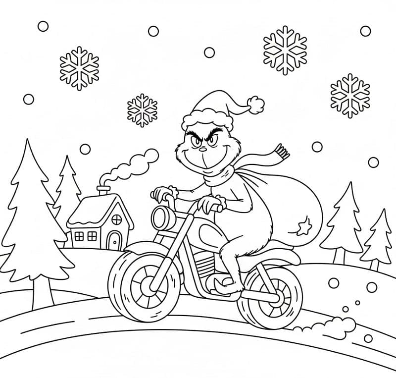 Grinch Mengendarai Sepeda Motor