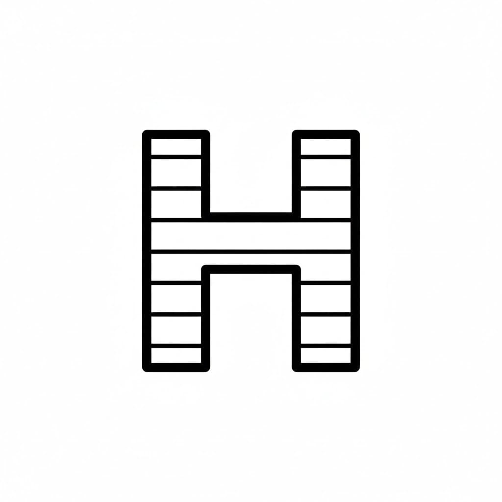 Huruf H bergaris horizontal