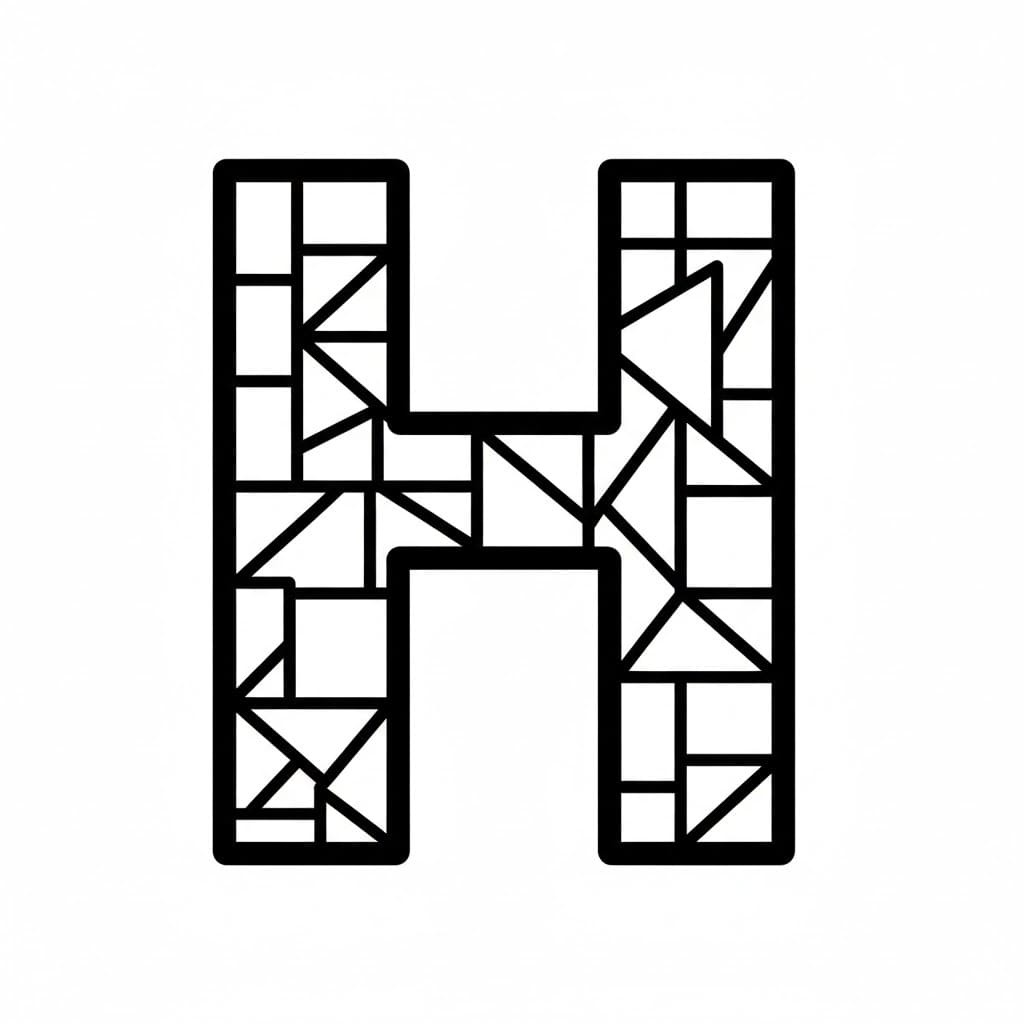 Huruf H mosaik