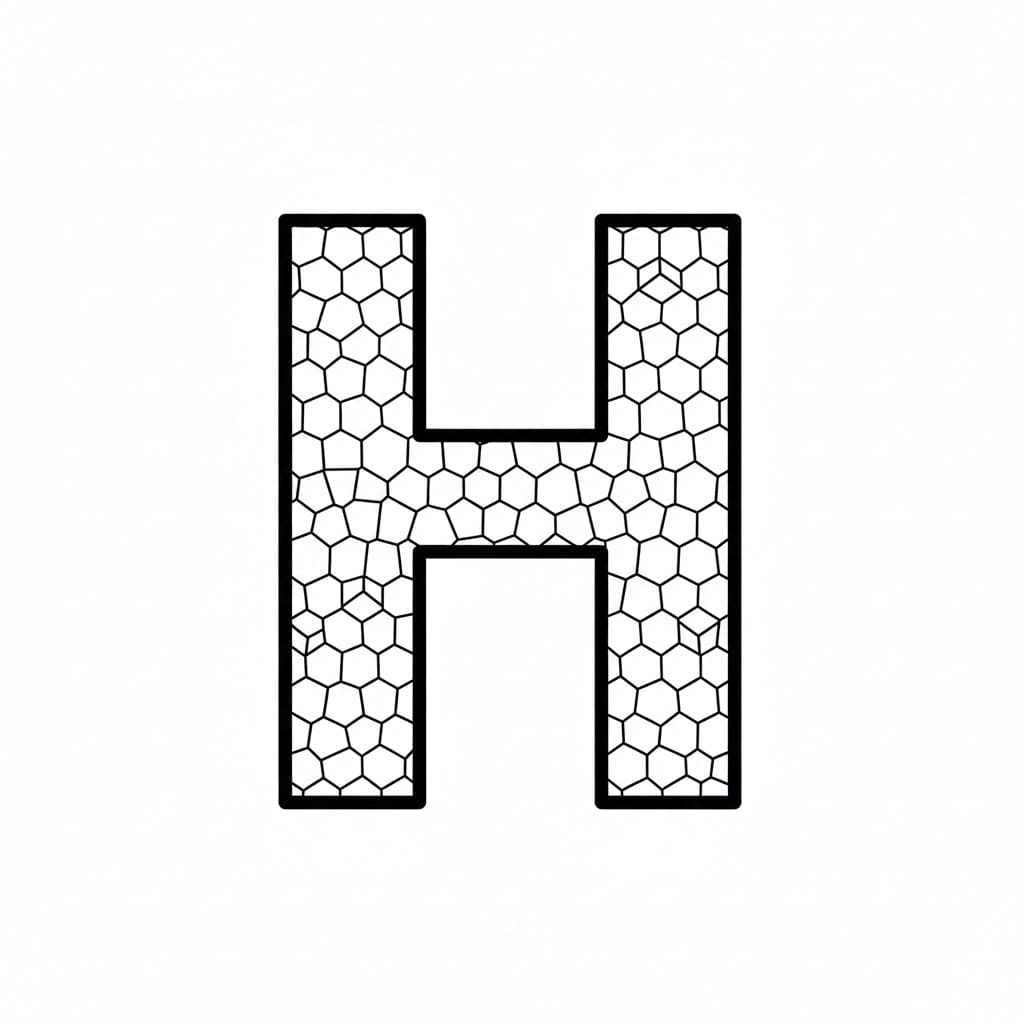 Huruf H segi enam kecil