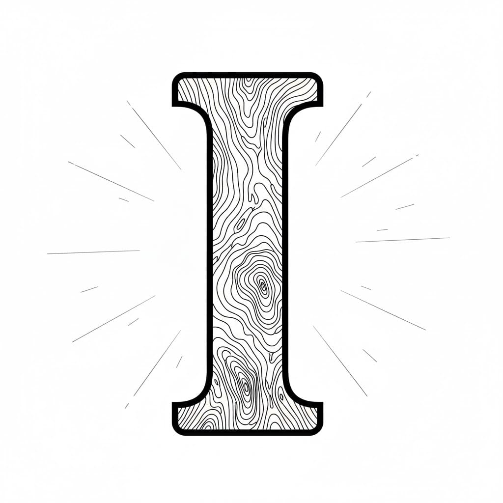 Huruf I Motif Serat Kayu