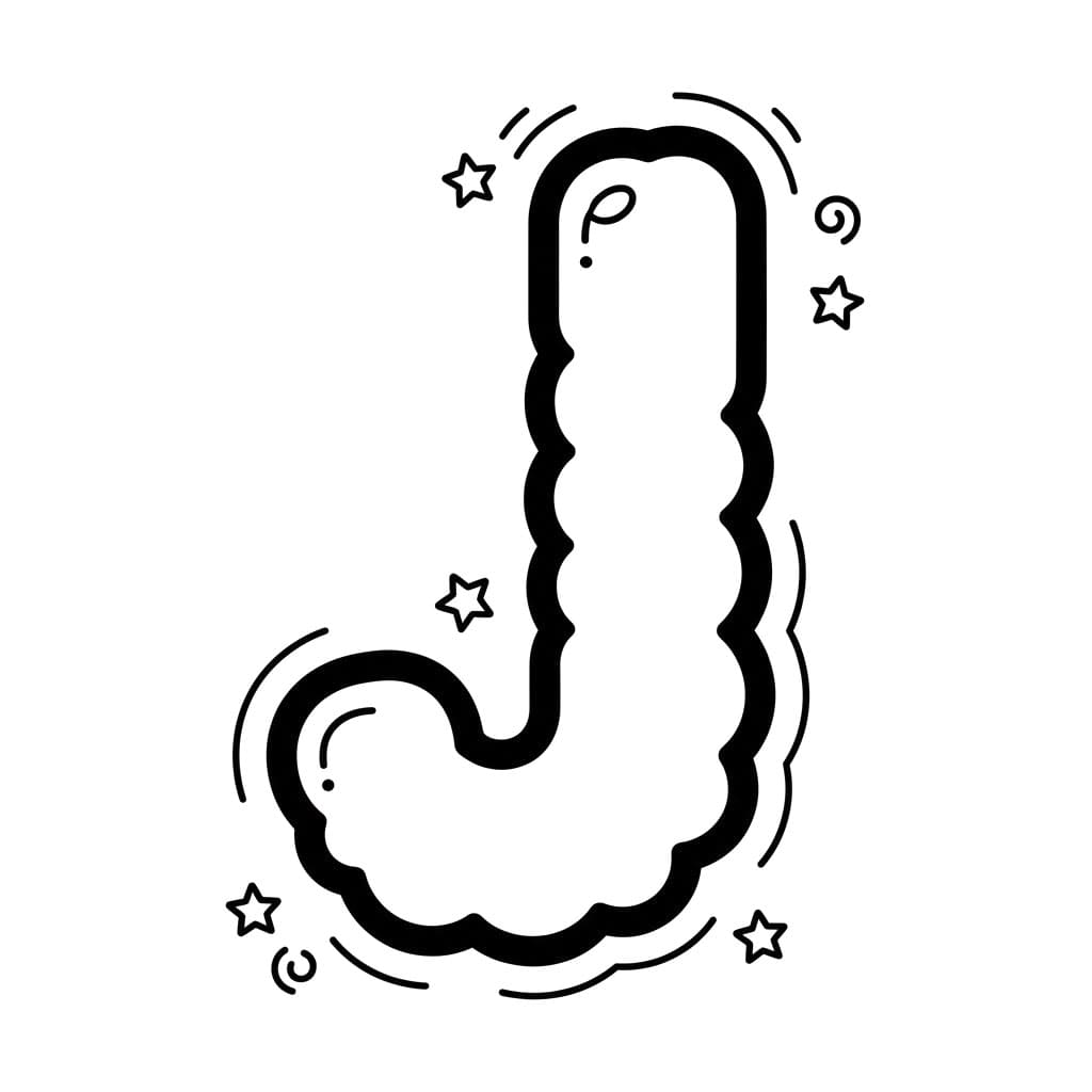 Huruf J Kartun Tebal