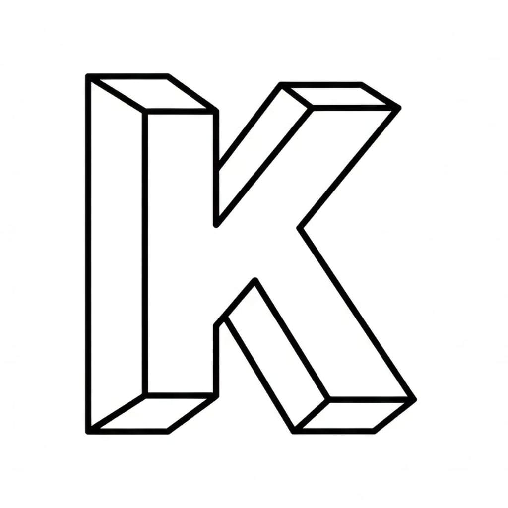 Huruf K 3D Sederhana