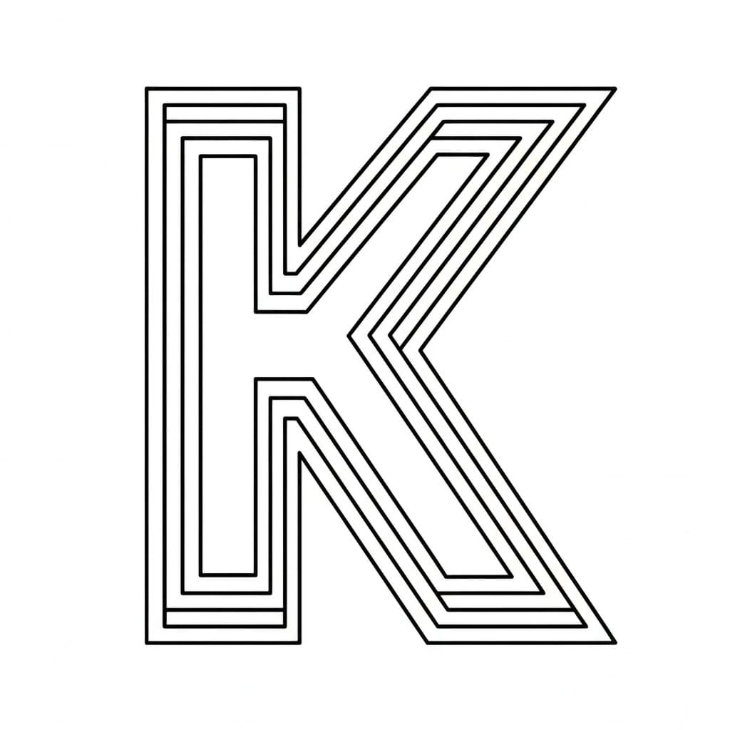 Huruf K Garis Luar Berlapis