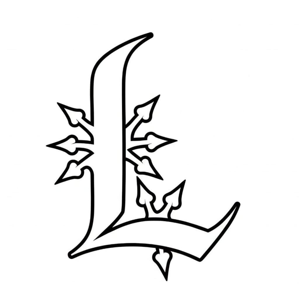 Huruf L Font Gotik mewarnai