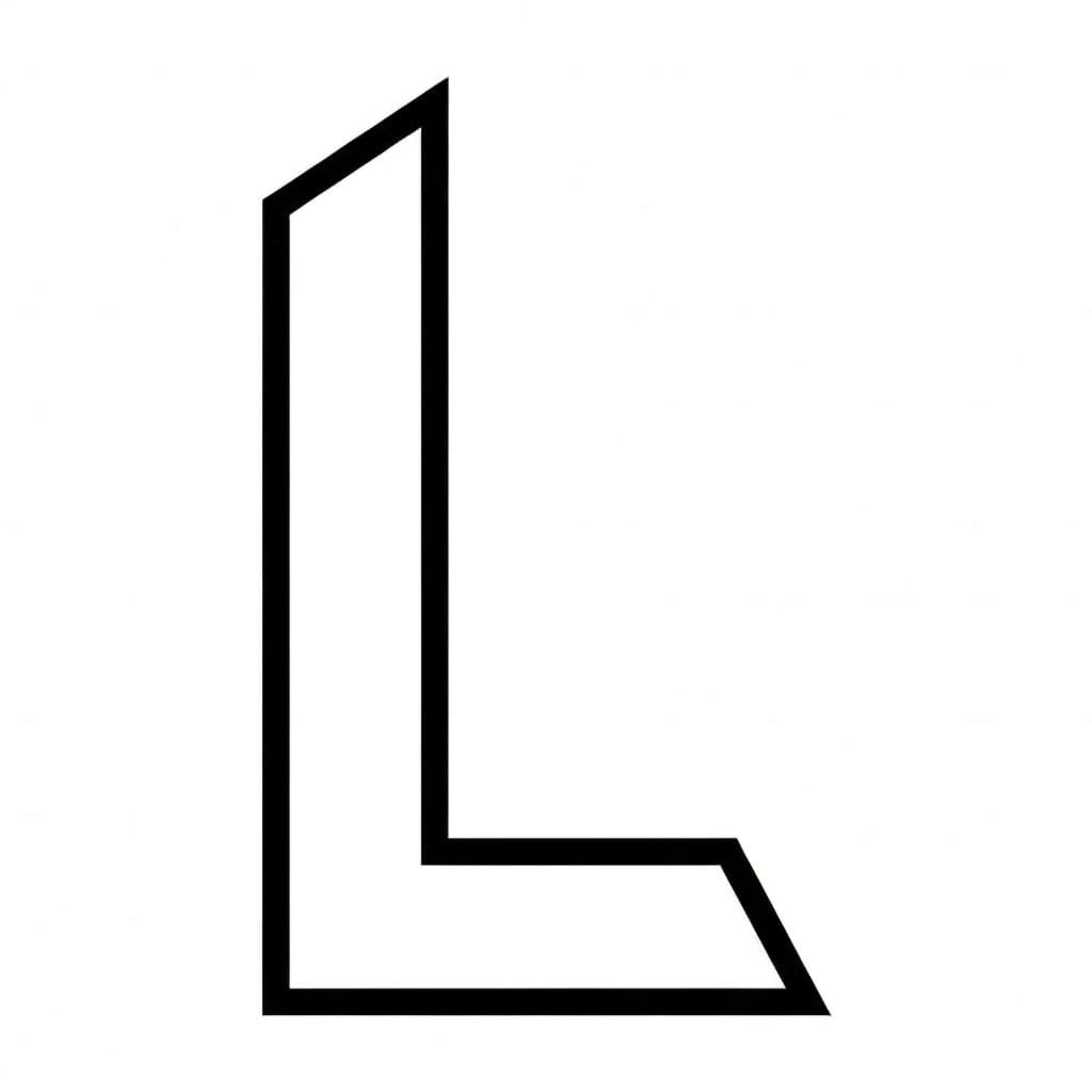 Huruf L Garis Luar Tajam