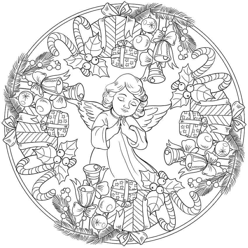 Kotak hadiah dalam mandala Natal