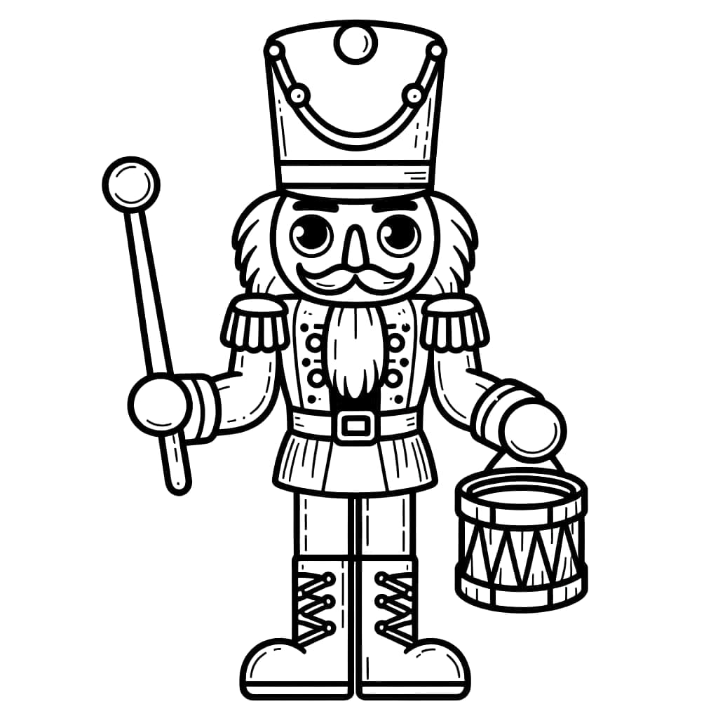 Pemecah Kacang Memegang Tongkat dan Drum