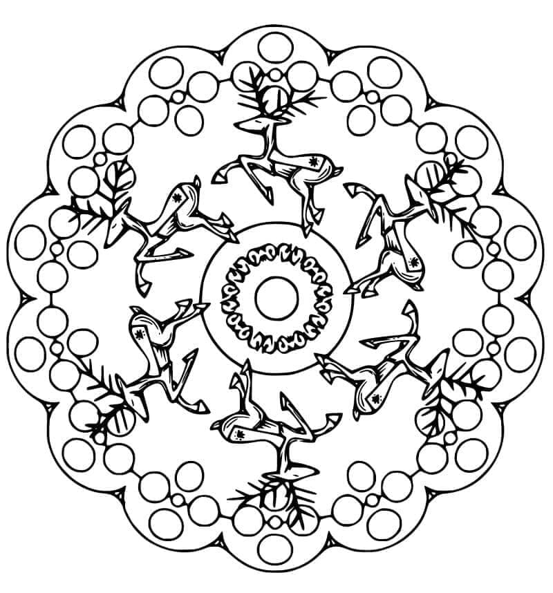 Rusa Berlari di Pohon Mandala Natal