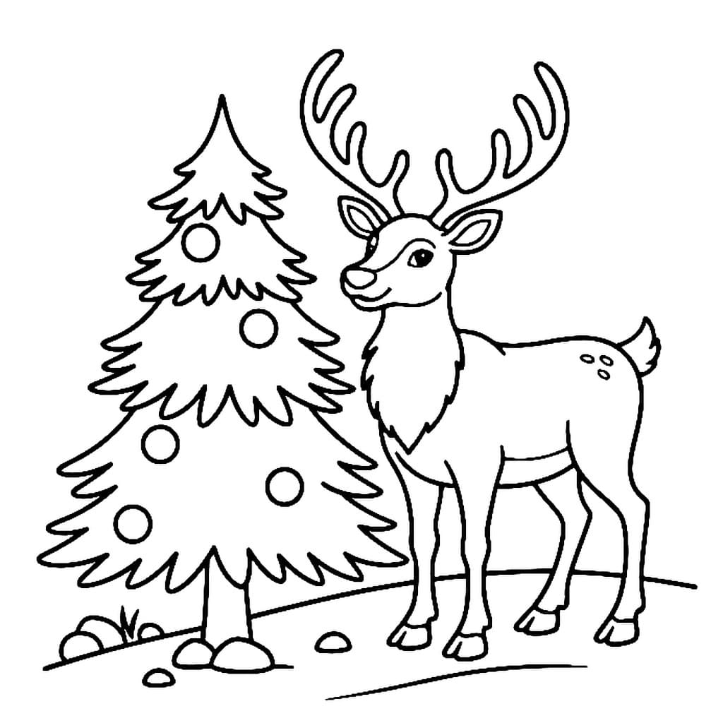 Rusa kutub dan pohon