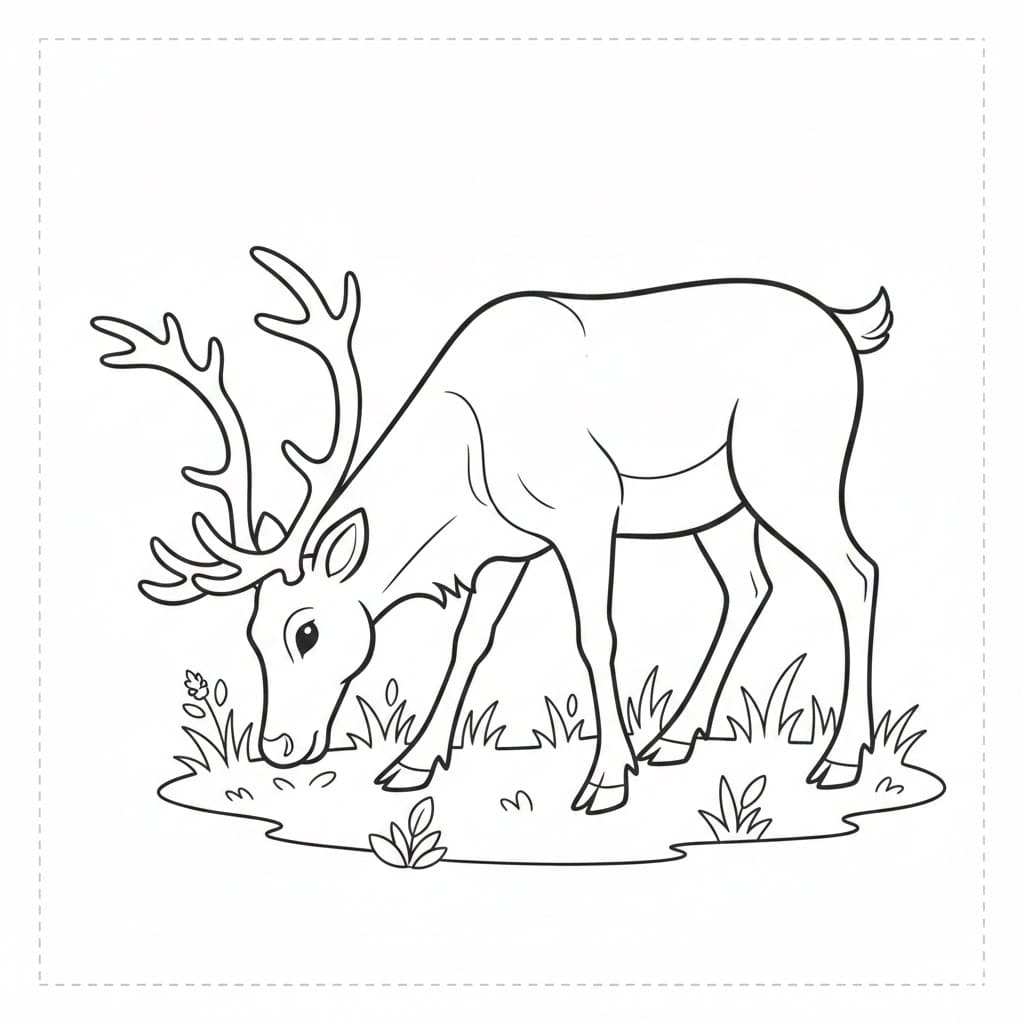 Rusa kutub sedang makan rumput