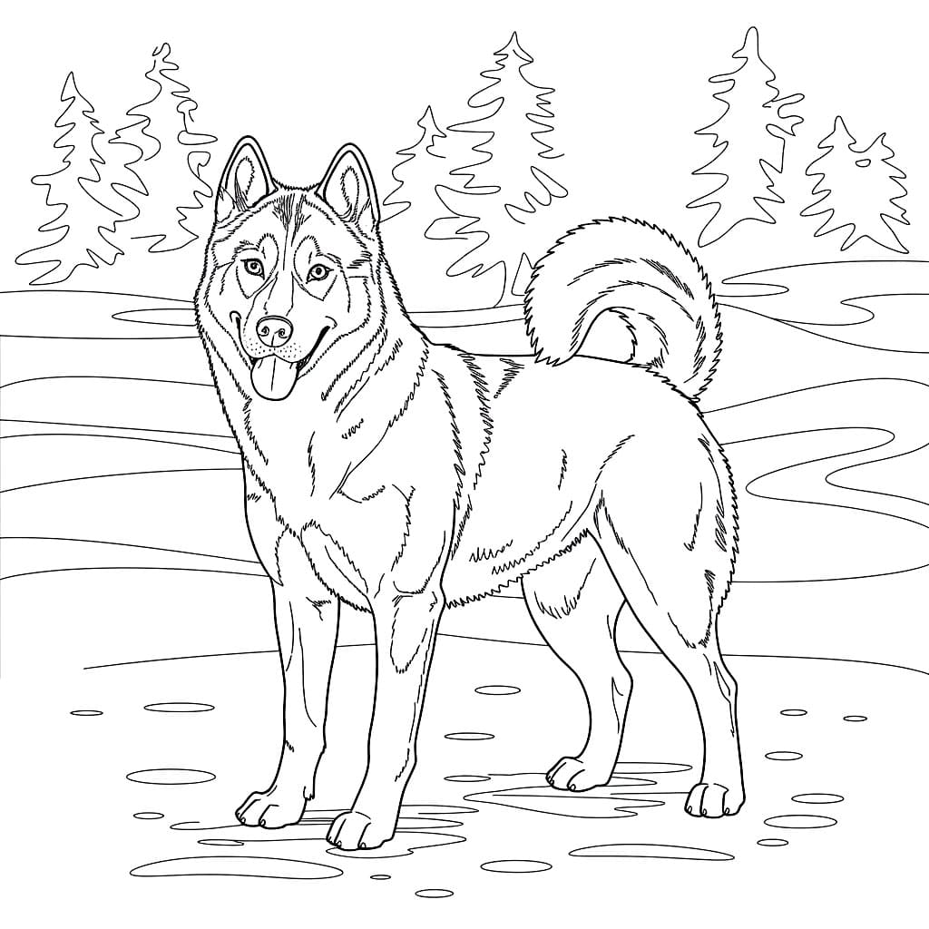 Anjing husky di hutan