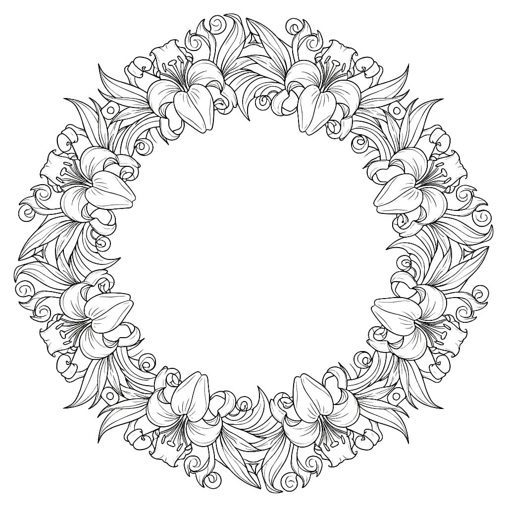 Bingkai Lingkaran Bunga Bakung