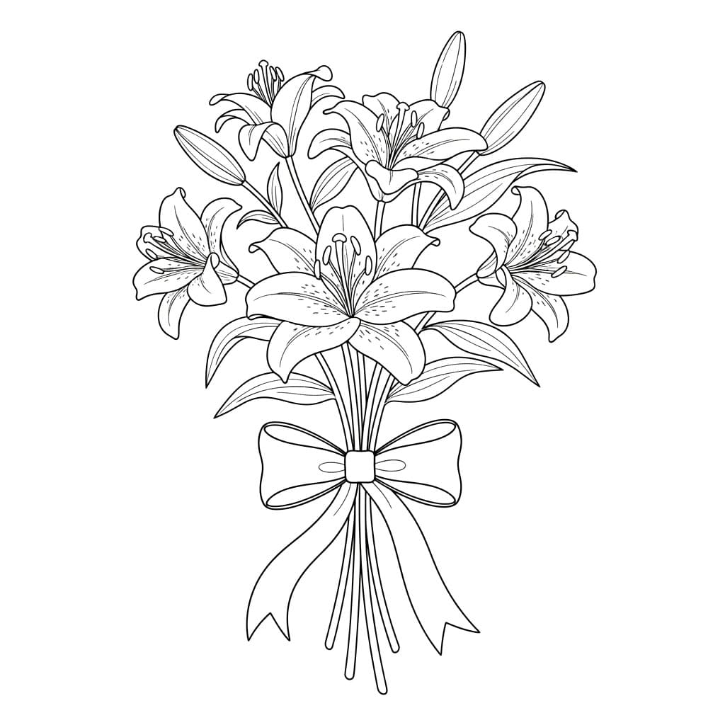 Buket Bunga Bakung dengan Pita