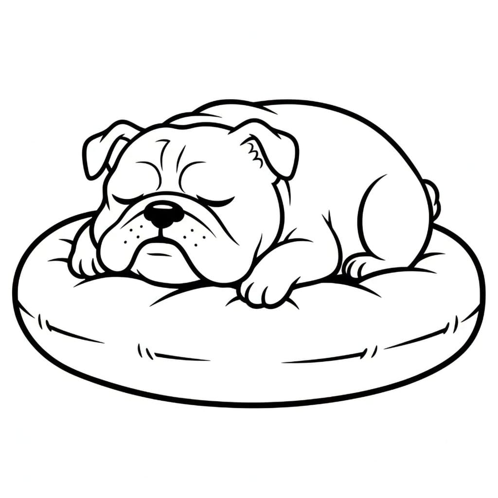 Buldog Berbaring di Bantalan